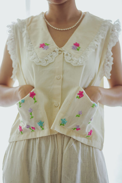 Summer Blues Embroidery Top