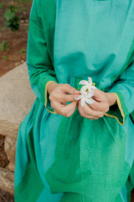 Nila Green Panelled Dress